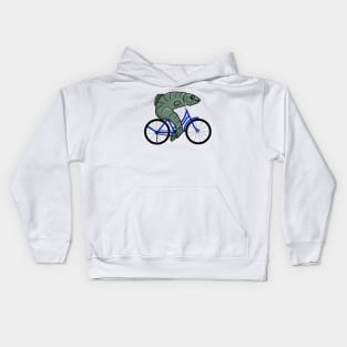 Fish on a bicycle Kids Hoodie